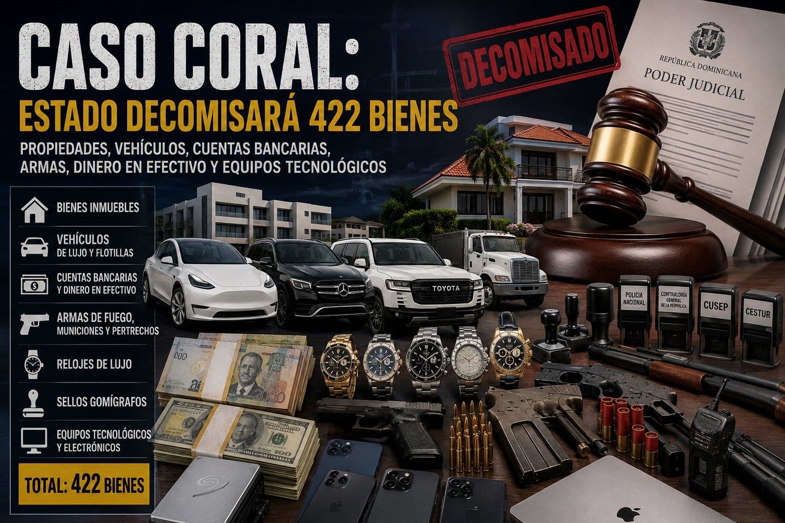 Estado dominicano confisca 422 bienes en el Caso Coral