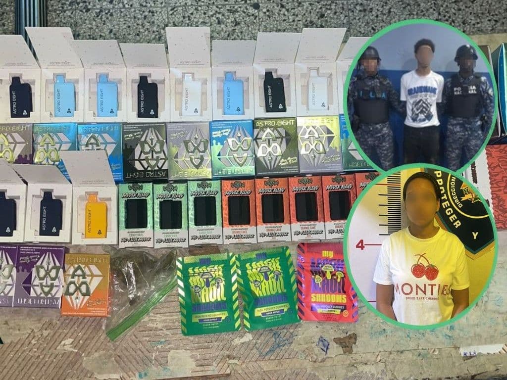 Policía arresta a dos personas por robo y delitos de drogas en La Vega