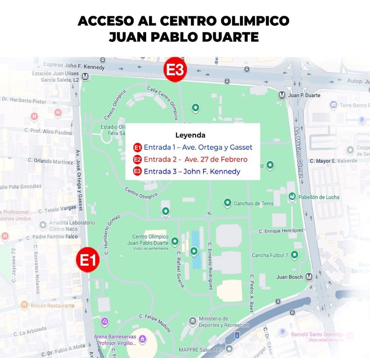 Acceso al Estadio Olímpico Félix Sánchez para la inauguración de Santo Domingo 2026