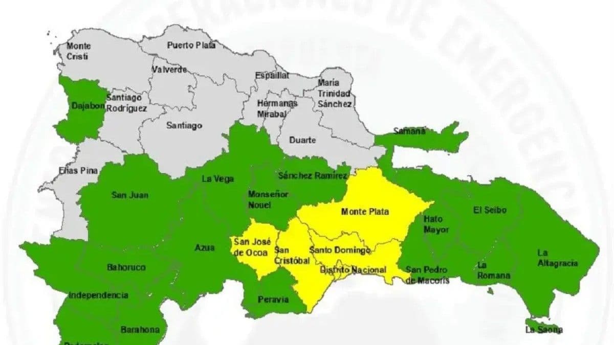 COE eleva a 22 las provincias bajo alerta meteorológica por vaguada
