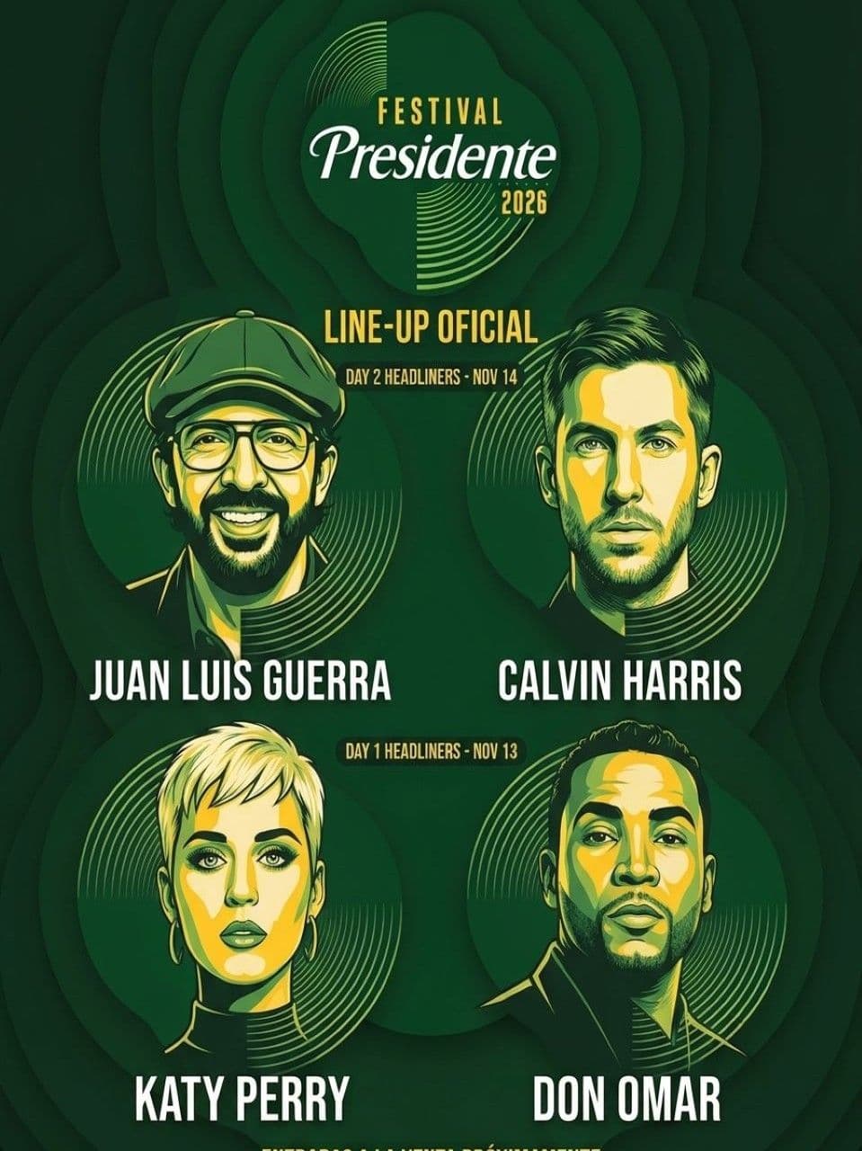 Cartelera y precios del Festival Presidente 2026
