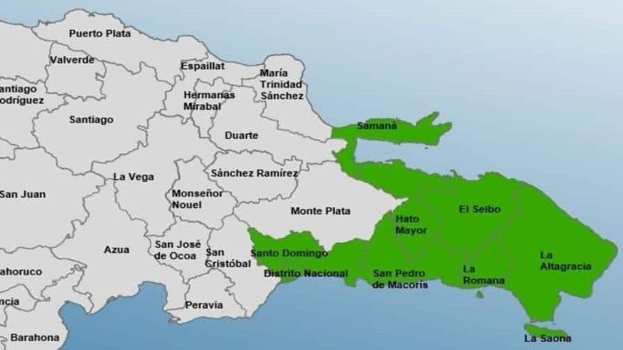 Siete provincias y el Distrito Nacional en alerta por onda tropical